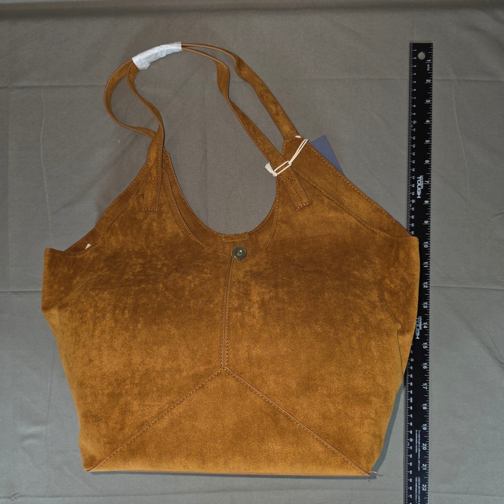 Universal Thread Brown Faux Suede Tote Bag Hobo Shoulder Purse PID-YPRL6W NEW - Picture 2 of 6